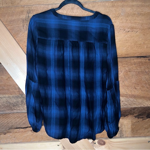 Philosophy Republic Clothing Women’s Small Plaid Blue Blouse - Picture 6 of 7